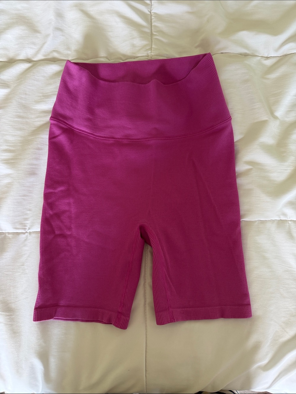 J. Crew Ribbed High-Waist Bike Shorts in Bright Magenta